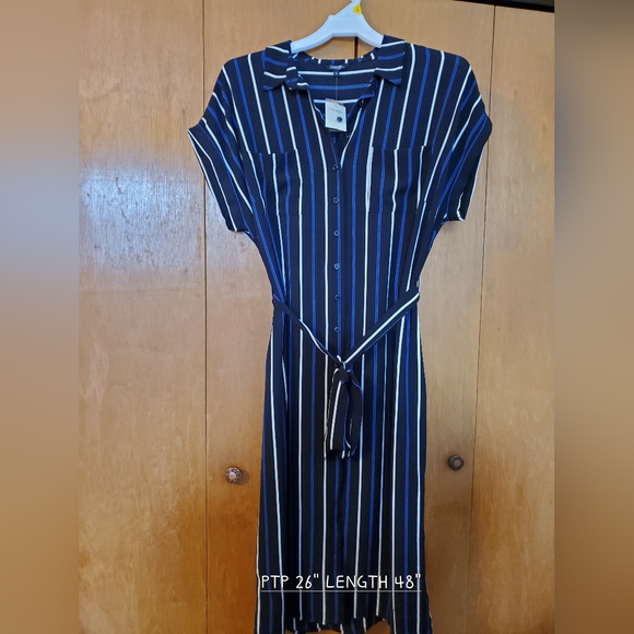 George Navy and White Striped Midi Dress - Picture 2 of 3